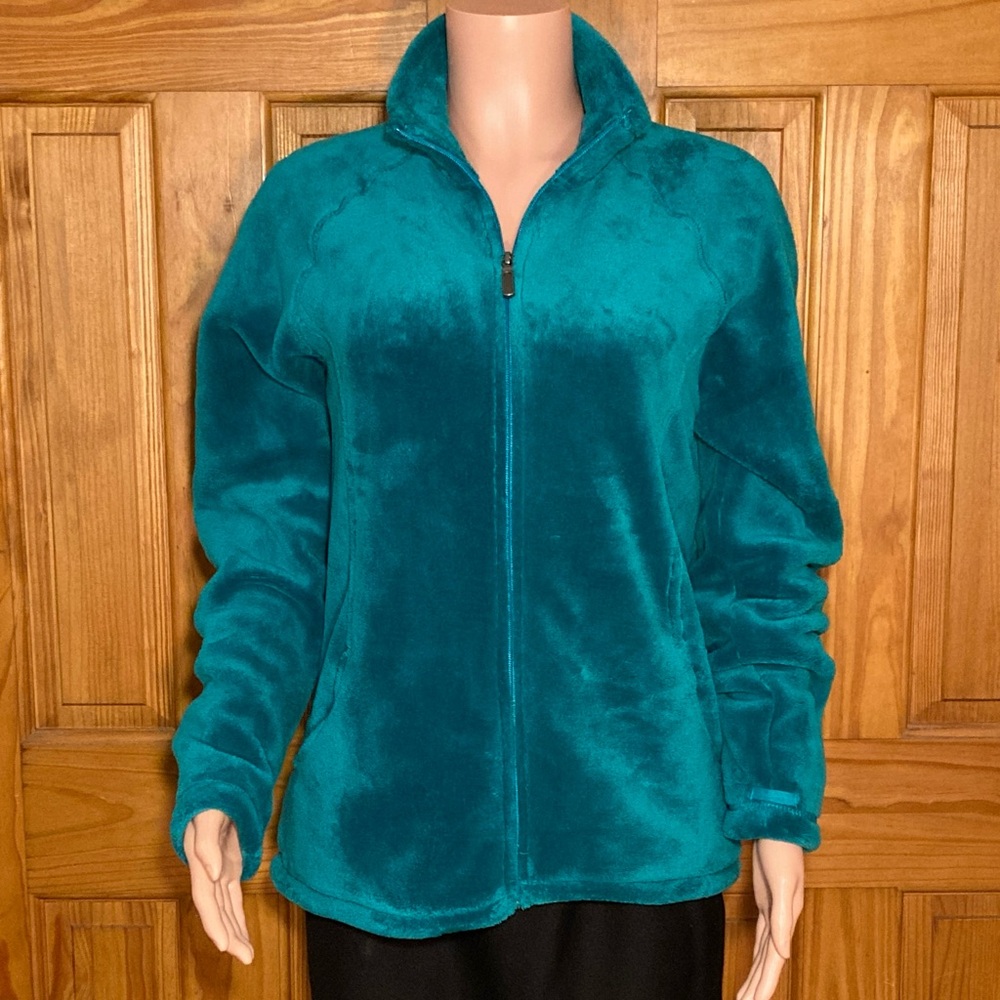 NWOT White Sierra Vintage 90s Jacket Plush Fleece Coat Blue Green Size XL